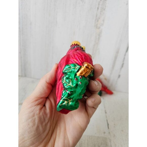 Glass Cardinal bird ornament Xmas tree set lot acorns tree - Picture 8 of 16